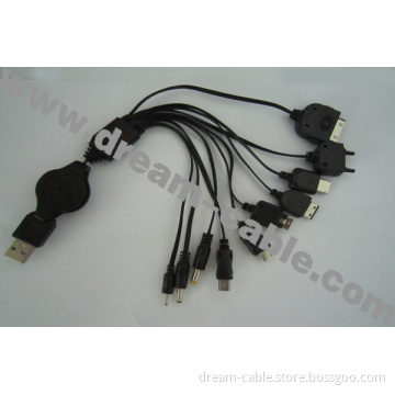 10 in 1 Retractable Universal USB Charger Cable for Mobile Phone (YTX192)